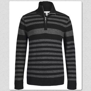CALVIN KLEIN Big Boys Tonal Stripe 1/4 Zip Sweater